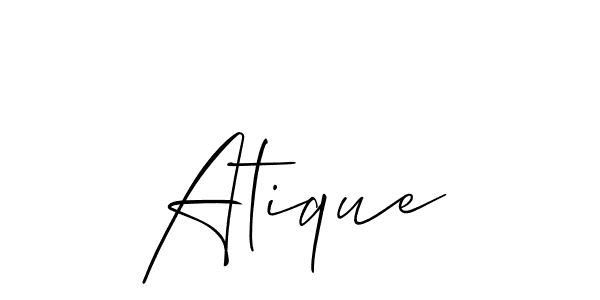 if you are searching for the best signature style for your name Atique. so please give up your signature search. here we have designed multiple signature styles  using Allison_Script. Atique signature style 2 images and pictures png