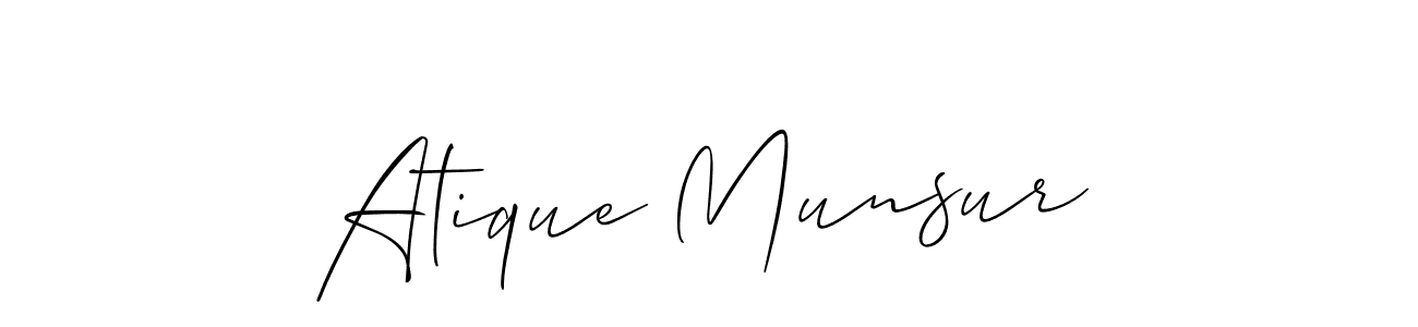 Make a short Atique Munsur signature style. Manage your documents anywhere anytime using Allison_Script. Create and add eSignatures, submit forms, share and send files easily. Atique Munsur signature style 2 images and pictures png