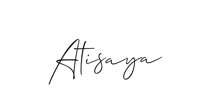 The best way (Allison_Script) to make a short signature is to pick only two or three words in your name. The name Atisaya include a total of six letters. For converting this name. Atisaya signature style 2 images and pictures png