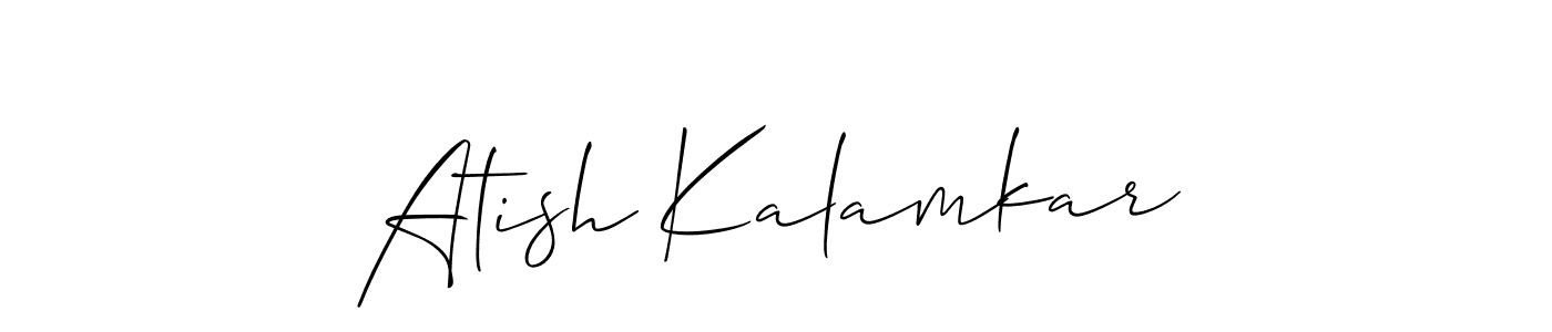 You should practise on your own different ways (Allison_Script) to write your name (Atish Kalamkar) in signature. don't let someone else do it for you. Atish Kalamkar signature style 2 images and pictures png