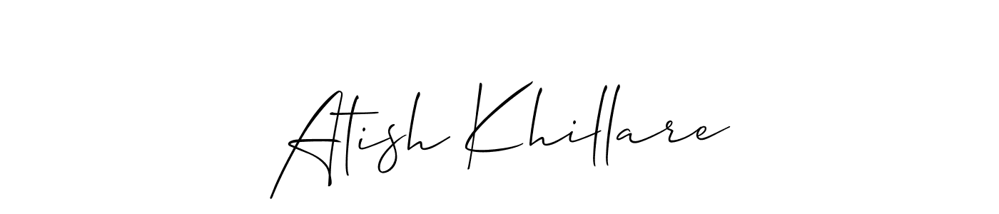 if you are searching for the best signature style for your name Atish Khillare. so please give up your signature search. here we have designed multiple signature styles  using Allison_Script. Atish Khillare signature style 2 images and pictures png