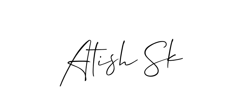 Use a signature maker to create a handwritten signature online. With this signature software, you can design (Allison_Script) your own signature for name Atish Sk. Atish Sk signature style 2 images and pictures png