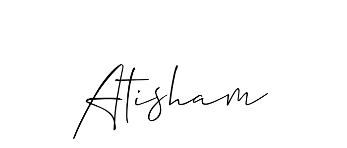 Design your own signature with our free online signature maker. With this signature software, you can create a handwritten (Allison_Script) signature for name Atisham. Atisham signature style 2 images and pictures png