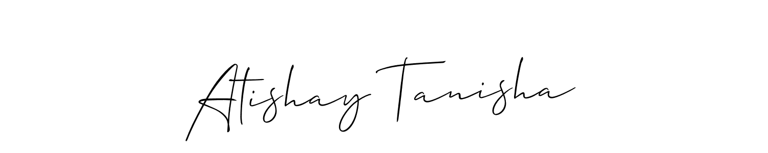 Atishay Tanisha stylish signature style. Best Handwritten Sign (Allison_Script) for my name. Handwritten Signature Collection Ideas for my name Atishay Tanisha. Atishay Tanisha signature style 2 images and pictures png