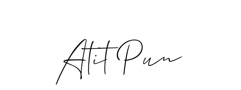 How to make Atit Pun name signature. Use Allison_Script style for creating short signs online. This is the latest handwritten sign. Atit Pun signature style 2 images and pictures png