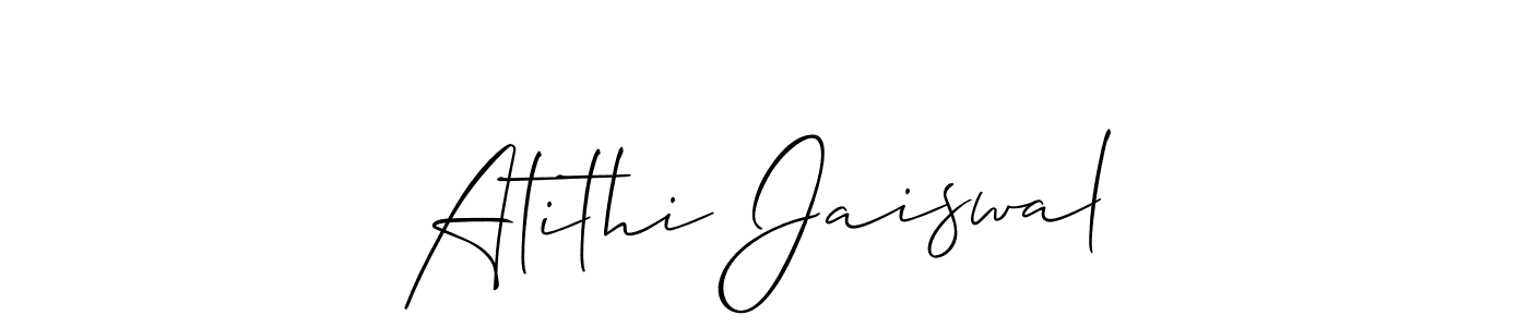 Also we have Atithi Jaiswal name is the best signature style. Create professional handwritten signature collection using Allison_Script autograph style. Atithi Jaiswal signature style 2 images and pictures png