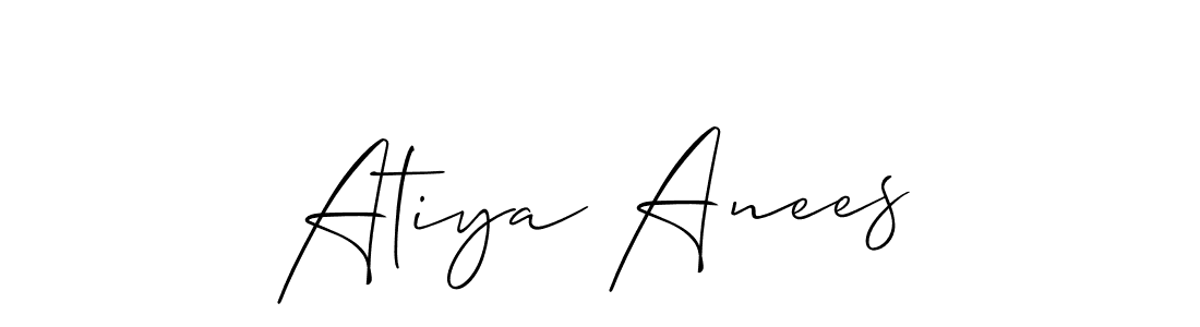 Design your own signature with our free online signature maker. With this signature software, you can create a handwritten (Allison_Script) signature for name Atiya Anees. Atiya Anees signature style 2 images and pictures png