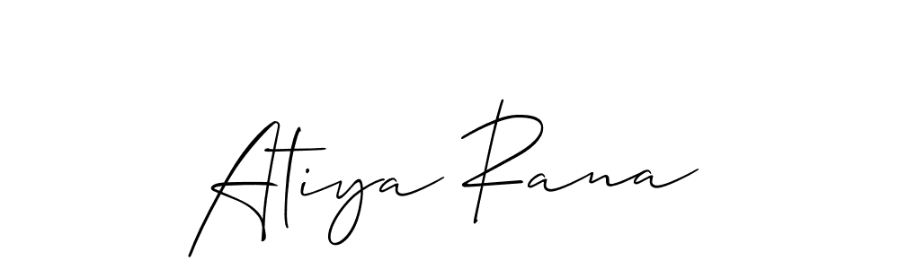 Also You can easily find your signature by using the search form. We will create Atiya Rana name handwritten signature images for you free of cost using Allison_Script sign style. Atiya Rana signature style 2 images and pictures png