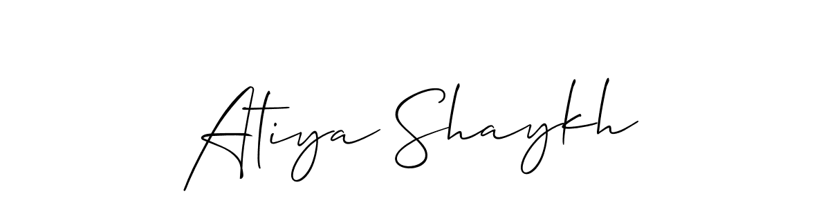 How to make Atiya Shaykh name signature. Use Allison_Script style for creating short signs online. This is the latest handwritten sign. Atiya Shaykh signature style 2 images and pictures png