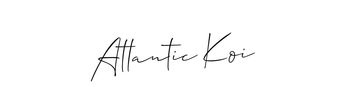 Also You can easily find your signature by using the search form. We will create Atlantic Koi name handwritten signature images for you free of cost using Allison_Script sign style. Atlantic Koi signature style 2 images and pictures png