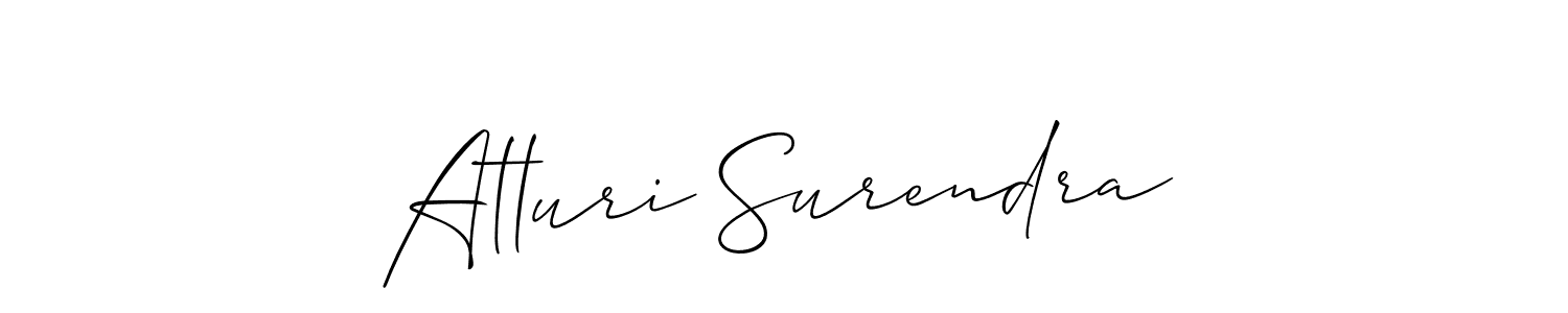 How to make Atluri Surendra name signature. Use Allison_Script style for creating short signs online. This is the latest handwritten sign. Atluri Surendra signature style 2 images and pictures png