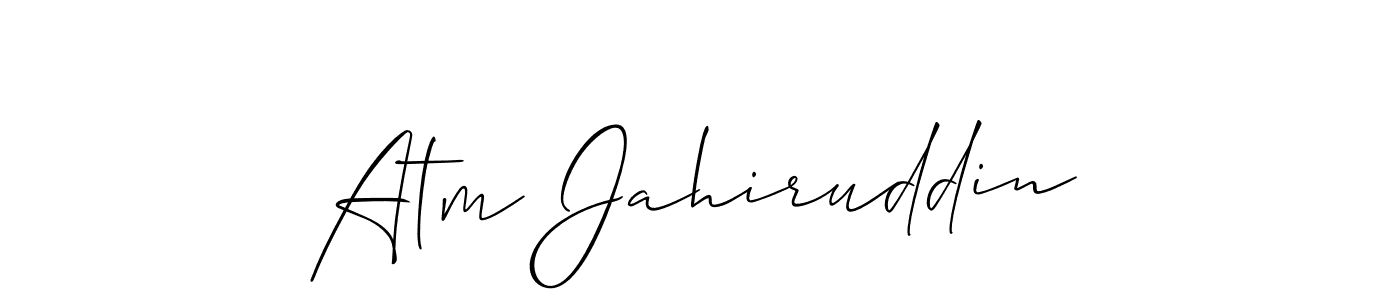 How to make Atm Jahiruddin name signature. Use Allison_Script style for creating short signs online. This is the latest handwritten sign. Atm Jahiruddin signature style 2 images and pictures png