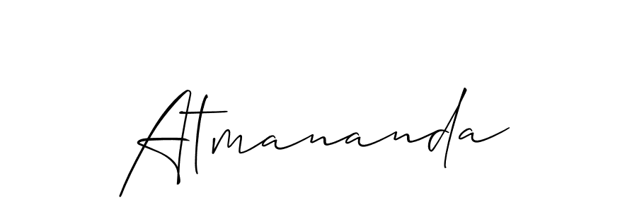 Use a signature maker to create a handwritten signature online. With this signature software, you can design (Allison_Script) your own signature for name Atmananda. Atmananda signature style 2 images and pictures png