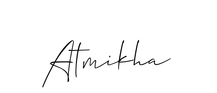 Use a signature maker to create a handwritten signature online. With this signature software, you can design (Allison_Script) your own signature for name Atmikha. Atmikha signature style 2 images and pictures png