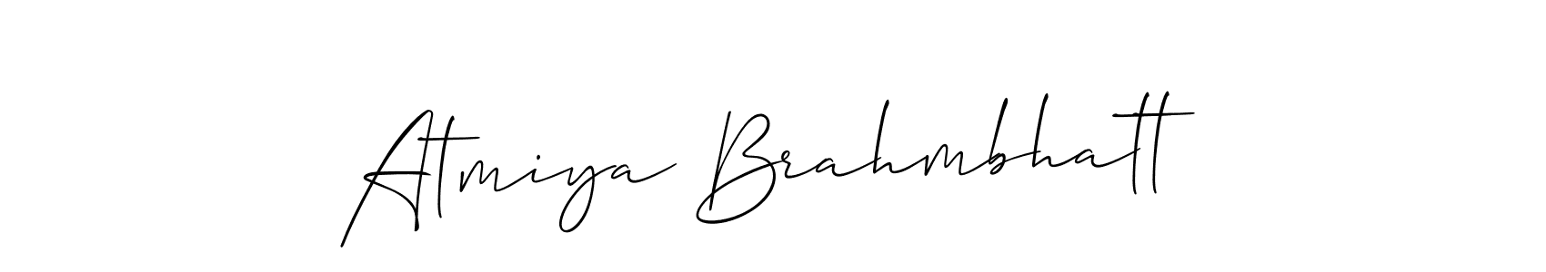 Create a beautiful signature design for name Atmiya Brahmbhatt. With this signature (Allison_Script) fonts, you can make a handwritten signature for free. Atmiya Brahmbhatt signature style 2 images and pictures png