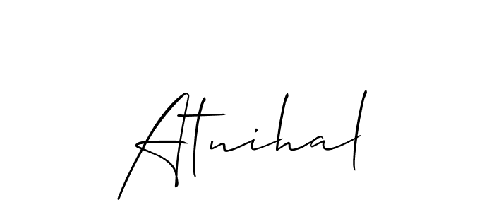 Allison_Script is a professional signature style that is perfect for those who want to add a touch of class to their signature. It is also a great choice for those who want to make their signature more unique. Get Atnihal name to fancy signature for free. Atnihal signature style 2 images and pictures png
