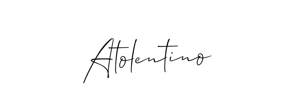 The best way (Allison_Script) to make a short signature is to pick only two or three words in your name. The name Atolentino include a total of six letters. For converting this name. Atolentino signature style 2 images and pictures png