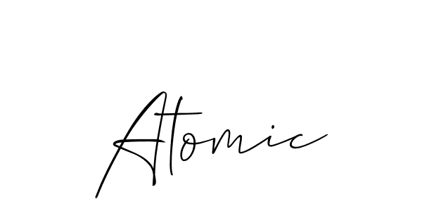 Use a signature maker to create a handwritten signature online. With this signature software, you can design (Allison_Script) your own signature for name Atomic. Atomic signature style 2 images and pictures png