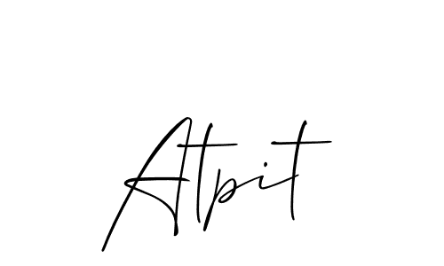 Use a signature maker to create a handwritten signature online. With this signature software, you can design (Allison_Script) your own signature for name Atpit. Atpit signature style 2 images and pictures png