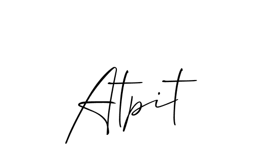 Use a signature maker to create a handwritten signature online. With this signature software, you can design (Allison_Script) your own signature for name Atpit. Atpit signature style 2 images and pictures png