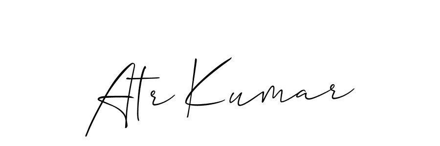 The best way (Allison_Script) to make a short signature is to pick only two or three words in your name. The name Atr Kumar include a total of six letters. For converting this name. Atr Kumar signature style 2 images and pictures png