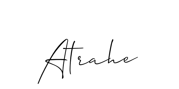 Also You can easily find your signature by using the search form. We will create Atrahe name handwritten signature images for you free of cost using Allison_Script sign style. Atrahe signature style 2 images and pictures png