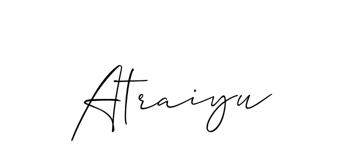 How to make Atraiyu signature? Allison_Script is a professional autograph style. Create handwritten signature for Atraiyu name. Atraiyu signature style 2 images and pictures png
