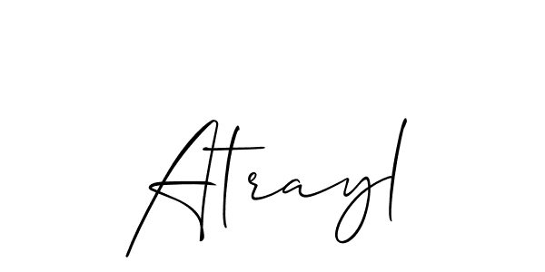 Use a signature maker to create a handwritten signature online. With this signature software, you can design (Allison_Script) your own signature for name Atrayl. Atrayl signature style 2 images and pictures png