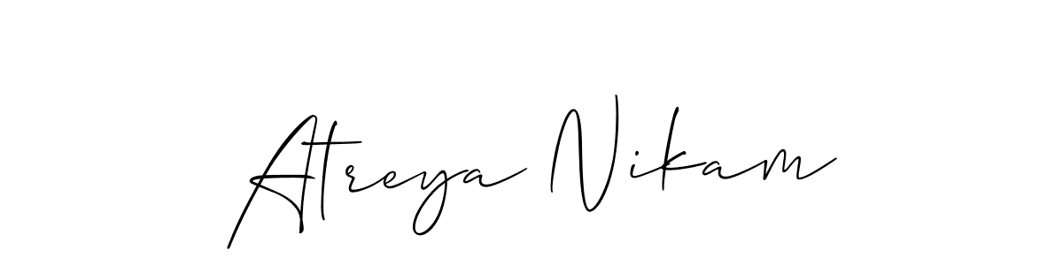 It looks lik you need a new signature style for name Atreya Nikam. Design unique handwritten (Allison_Script) signature with our free signature maker in just a few clicks. Atreya Nikam signature style 2 images and pictures png