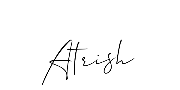 Use a signature maker to create a handwritten signature online. With this signature software, you can design (Allison_Script) your own signature for name Atrish. Atrish signature style 2 images and pictures png