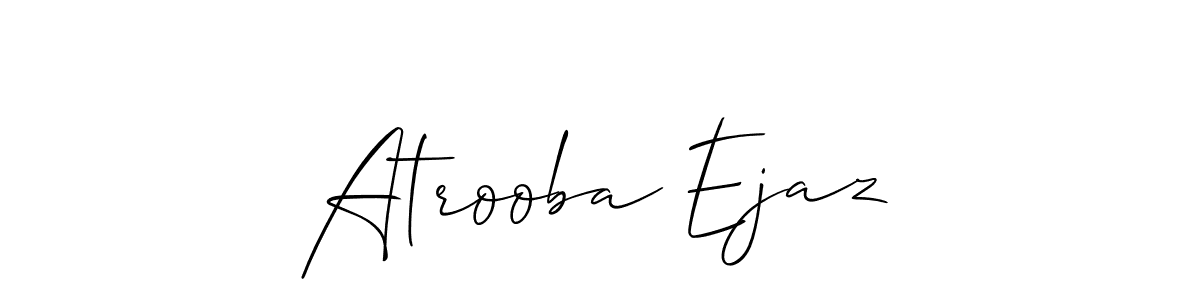This is the best signature style for the Atrooba Ejaz name. Also you like these signature font (Allison_Script). Mix name signature. Atrooba Ejaz signature style 2 images and pictures png