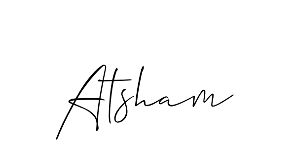It looks lik you need a new signature style for name Atsham. Design unique handwritten (Allison_Script) signature with our free signature maker in just a few clicks. Atsham signature style 2 images and pictures png