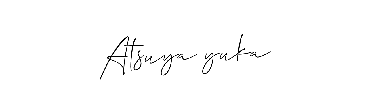 Similarly Allison_Script is the best handwritten signature design. Signature creator online .You can use it as an online autograph creator for name Atsuya　yuka. Atsuya　yuka signature style 2 images and pictures png