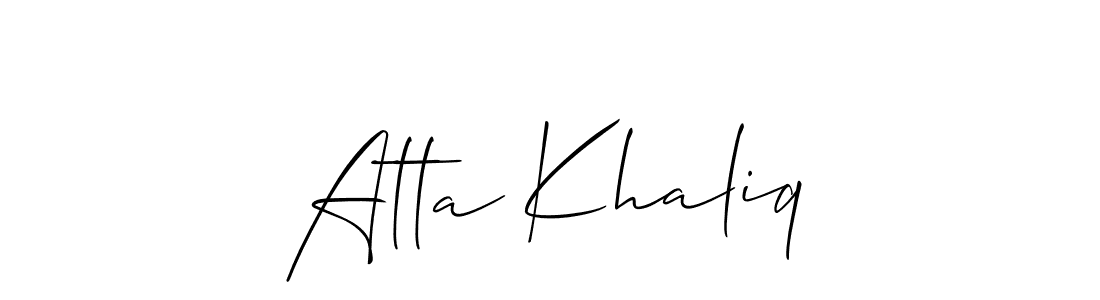 Also You can easily find your signature by using the search form. We will create Atta Khaliq name handwritten signature images for you free of cost using Allison_Script sign style. Atta Khaliq signature style 2 images and pictures png