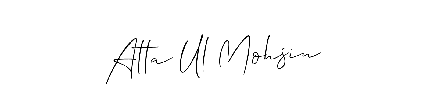 This is the best signature style for the Atta Ul Mohsin name. Also you like these signature font (Allison_Script). Mix name signature. Atta Ul Mohsin signature style 2 images and pictures png