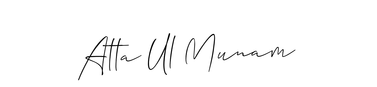 Use a signature maker to create a handwritten signature online. With this signature software, you can design (Allison_Script) your own signature for name Atta Ul Munam. Atta Ul Munam signature style 2 images and pictures png