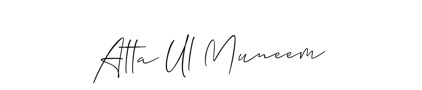 How to make Atta Ul Muneem name signature. Use Allison_Script style for creating short signs online. This is the latest handwritten sign. Atta Ul Muneem signature style 2 images and pictures png