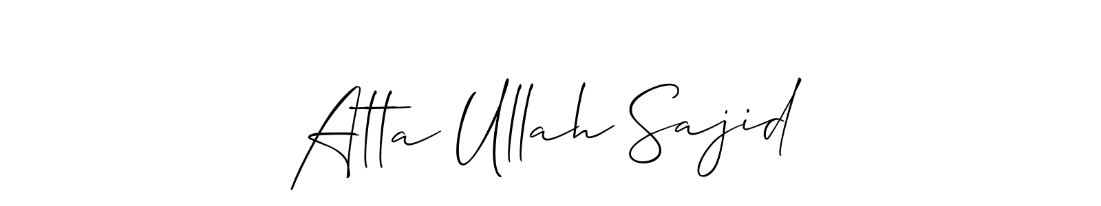 Also You can easily find your signature by using the search form. We will create Atta Ullah Sajid name handwritten signature images for you free of cost using Allison_Script sign style. Atta Ullah Sajid signature style 2 images and pictures png