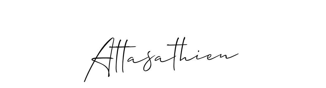 Use a signature maker to create a handwritten signature online. With this signature software, you can design (Allison_Script) your own signature for name Attasathien. Attasathien signature style 2 images and pictures png