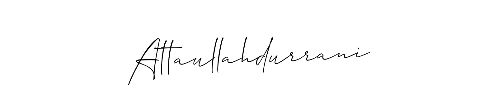 The best way (Allison_Script) to make a short signature is to pick only two or three words in your name. The name Attaullahdurrani include a total of six letters. For converting this name. Attaullahdurrani signature style 2 images and pictures png