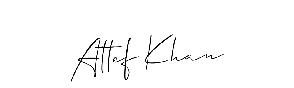 Similarly Allison_Script is the best handwritten signature design. Signature creator online .You can use it as an online autograph creator for name Attef Khan. Attef Khan signature style 2 images and pictures png