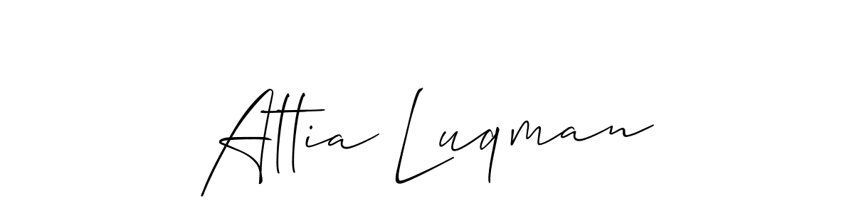 You should practise on your own different ways (Allison_Script) to write your name (Attia Luqman) in signature. don't let someone else do it for you. Attia Luqman signature style 2 images and pictures png