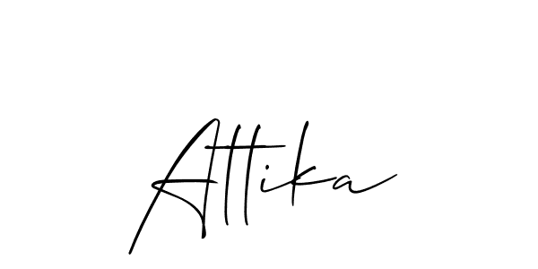 Design your own signature with our free online signature maker. With this signature software, you can create a handwritten (Allison_Script) signature for name Attika. Attika signature style 2 images and pictures png