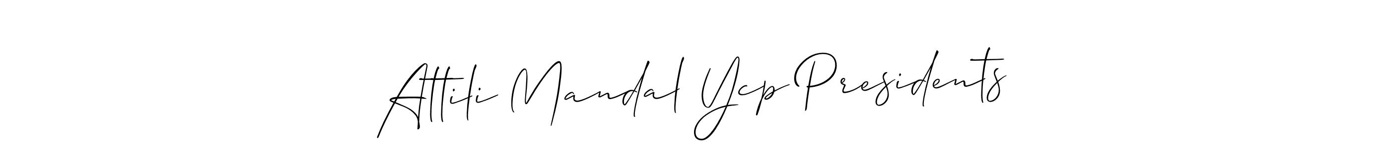 Similarly Allison_Script is the best handwritten signature design. Signature creator online .You can use it as an online autograph creator for name Attili Mandal Ycp Presidents. Attili Mandal Ycp Presidents signature style 2 images and pictures png