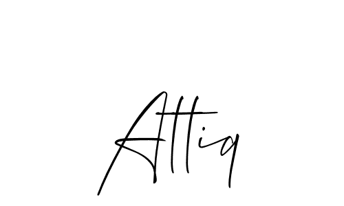 Also You can easily find your signature by using the search form. We will create Attiq name handwritten signature images for you free of cost using Allison_Script sign style. Attiq signature style 2 images and pictures png