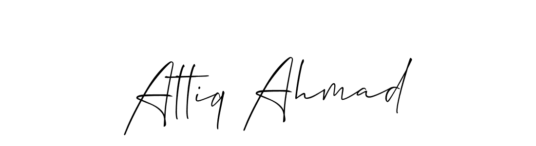 Similarly Allison_Script is the best handwritten signature design. Signature creator online .You can use it as an online autograph creator for name Attiq Ahmad. Attiq Ahmad signature style 2 images and pictures png