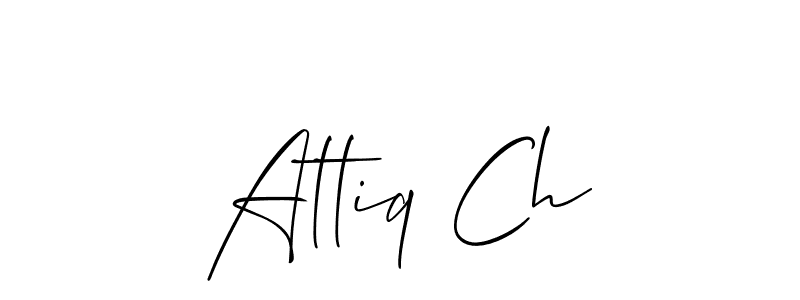 Allison_Script is a professional signature style that is perfect for those who want to add a touch of class to their signature. It is also a great choice for those who want to make their signature more unique. Get Attiq Ch name to fancy signature for free. Attiq Ch signature style 2 images and pictures png