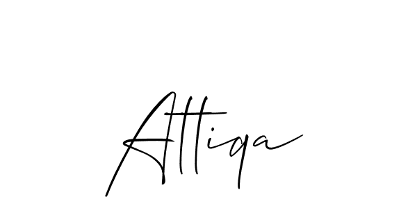 Design your own signature with our free online signature maker. With this signature software, you can create a handwritten (Allison_Script) signature for name Attiqa. Attiqa signature style 2 images and pictures png
