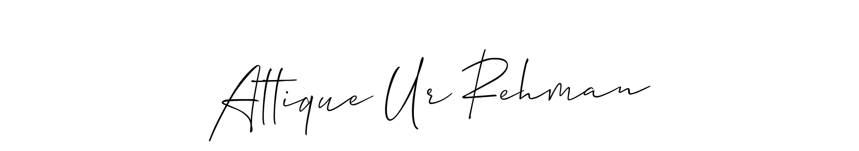 Make a beautiful signature design for name Attique Ur Rehman. With this signature (Allison_Script) style, you can create a handwritten signature for free. Attique Ur Rehman signature style 2 images and pictures png