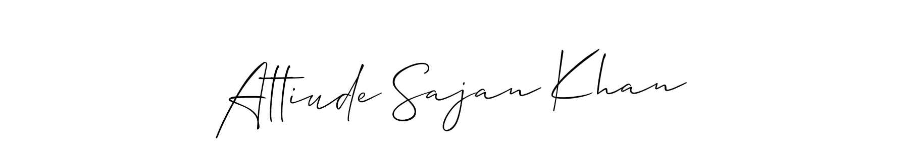 How to make Attiude Sajan Khan name signature. Use Allison_Script style for creating short signs online. This is the latest handwritten sign. Attiude Sajan Khan signature style 2 images and pictures png